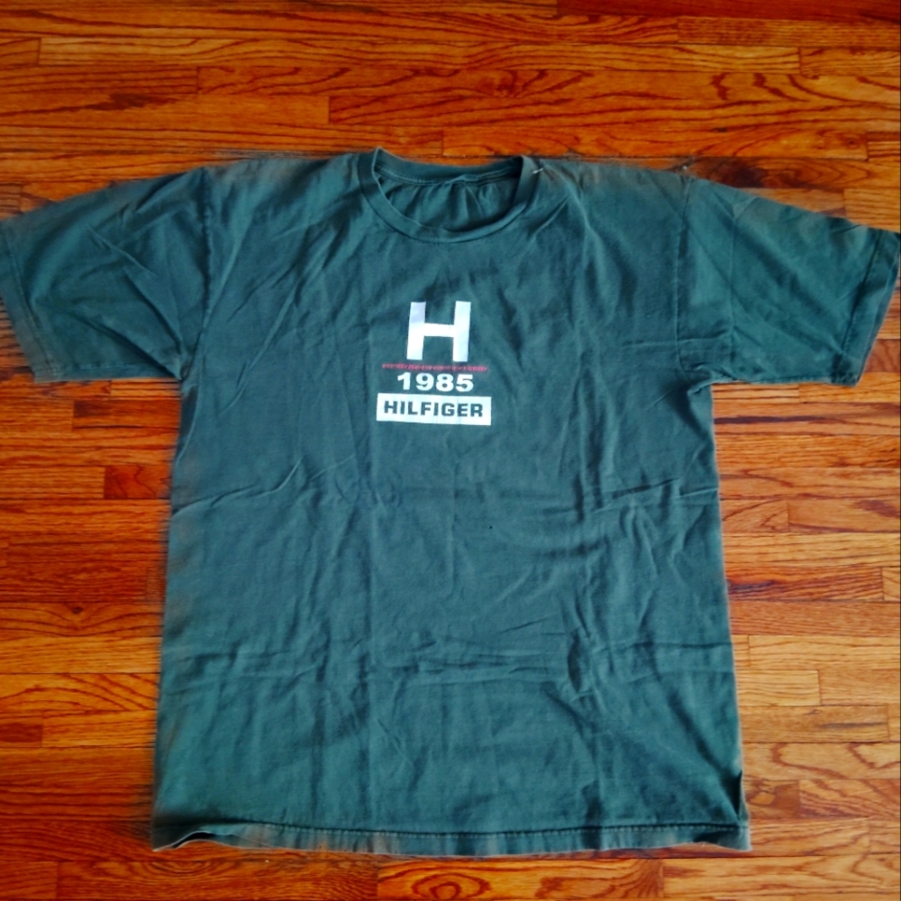 Vintage 80s tommy Hilfiger mens tee shirt size 2x  rare olive green